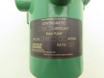 Lincoln 83667 Centro-Matic Pneumatic RAM 20:1 Grease Pump Lubricator 1/4" NPT