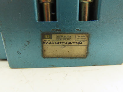 MAC MV-A3B-A111-PM-116AA Pneumatic Solenoid Valve 4 Way 150PSI 120VAC Coil