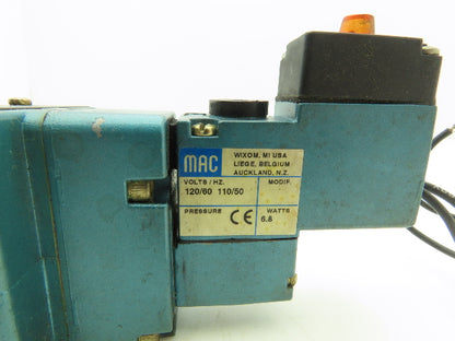MAC MV-A3B-A111-PM-116AA Pneumatic Solenoid Valve 4 Way 150PSI 120VAC Coil