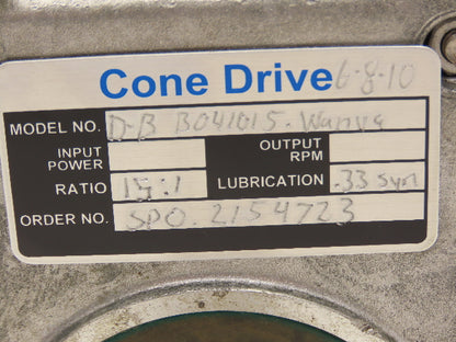Cone Drive B041015 WANVA Worm Gearbox 15:1 Reducer 117rpm RH Output