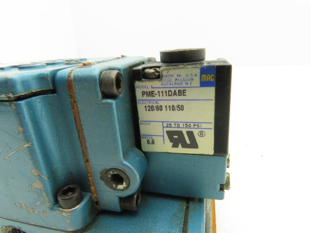 MAC 6521A-000-PM-111DA Pneumatic Solenoid Valve 4 Way 3/8"NPT 150PSI 120VAC Coil