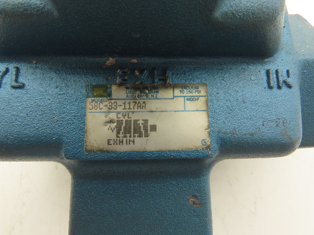 MAC 58C-33-117AA Pneumatic Pilot Operated Solenoid Valve 120V 150PSI 1-1/2" NPT