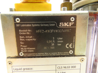 SKF MFE2-KW3FVW001+MWZ Lubrication Gear Pump Lubricator 3L 460VAC .24 l/min