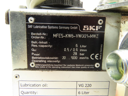 SKF MFE5-KW6-VW001+MWZ Lubrication Gear Pump Lubricator 6L 460VAC .6 l/min