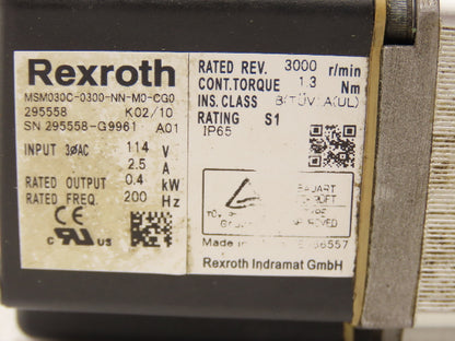 Rexroth Indramat MSM030C-0300-NN-M0-CG0 Servo Motor 114V 3PH 3000 RPM