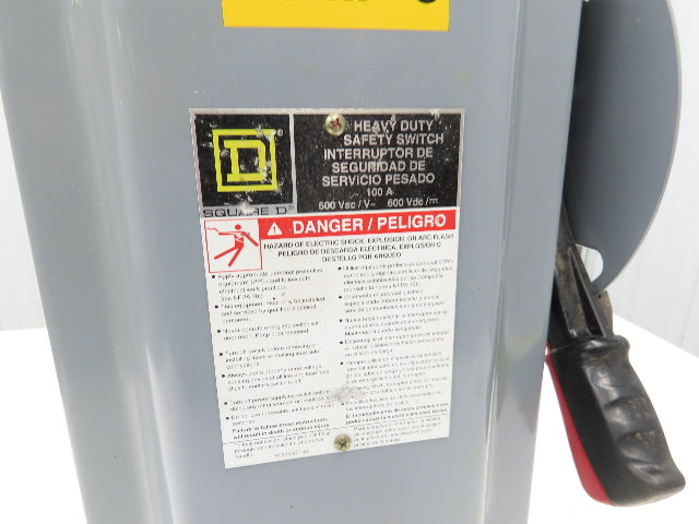 Square D H363 Safety Disconnect Switch 100A 600V 3 Pole Fused Series F05