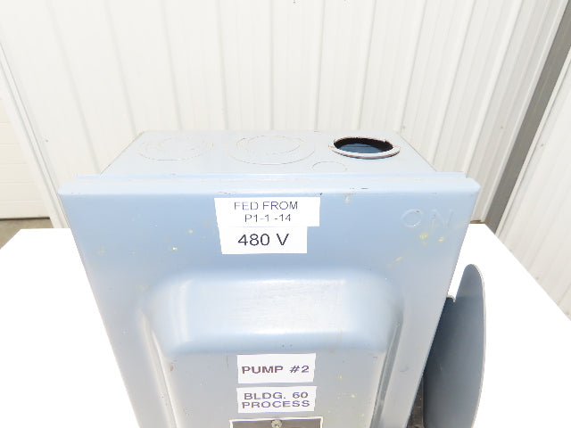 Square D HU362 Safety Disconnect Switch 60A 600VAC 3 Pole Non Fused Ser F1
