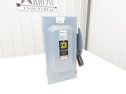 Square D HU362 Safety Disconnect Switch 60A 600VAC 3 Pole Non Fused Ser F1