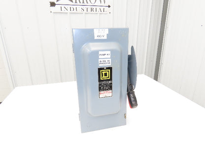 Square D HU362 Safety Disconnect Switch 60A 600VAC 3 Pole Non Fused Ser F1
