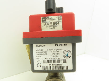 Bee AKE 964 Model L10 1" NPT Automatic Ball Valve 24V AC/DC 8.8 Ft-Lb Torque