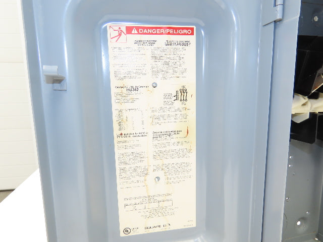 Square D HU362 Safety Disconnect Switch 60A 600VAC 3 Pole Non Fused Ser F05