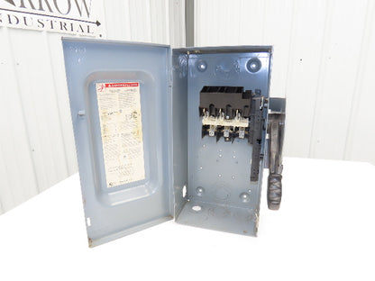 Square D HU362 Safety Disconnect Switch 60A 600VAC 3 Pole Non Fused Ser F05
