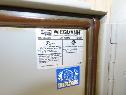Wiegmann N12201208 Electrical Enclosure 20x12x8" Wall Mount Control Panel JIC
