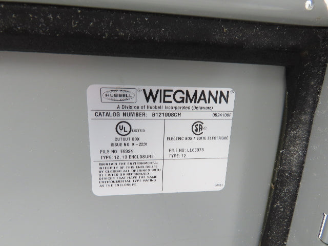 Wiegmann B121008CH Electrical Enclosure JIC Control Panel 12x10x8" Wall Mount