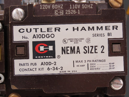 Cutler Hammer A10DGO Motor Starter Size 2 Bulletin A10 25Hp NEMA Enclosure