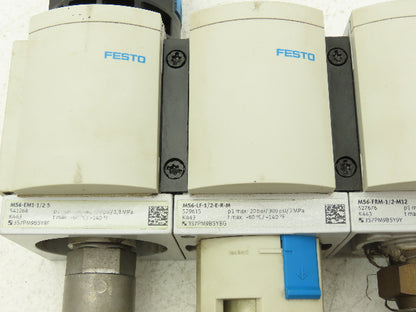 Festo Pneumatic Air Line Filter Assembly w/ Pressure Switch & Shutoff 1/2" NPT