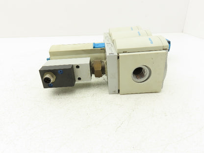 Festo Pneumatic Air Line Filter Assembly w/ Pressure Switch & Shutoff 1/2" NPT