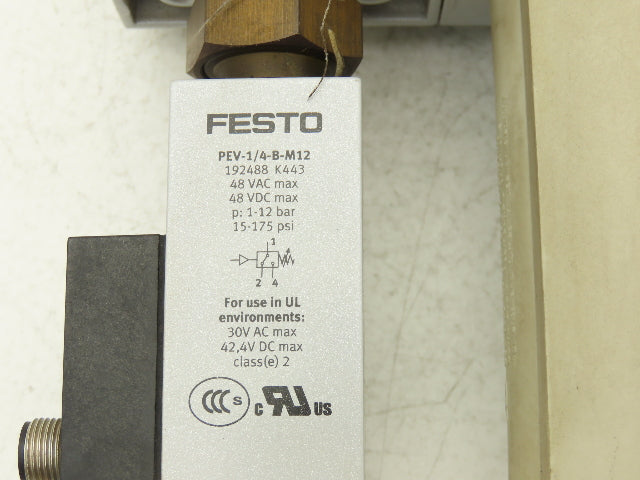 Festo Pneumatic Air Line Filter Assembly w/ Pressure Switch & Shutoff 1/2" NPT