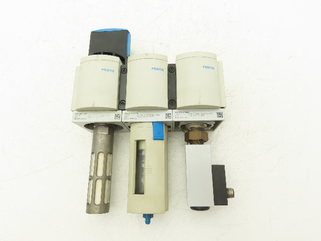 Festo Pneumatic Air Line Filter Assembly w/ Pressure Switch & Shutoff 1/2" NPT