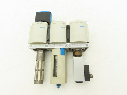 Festo Pneumatic Air Line Filter Assembly w/ Pressure Switch & Shutoff 1/2" NPT