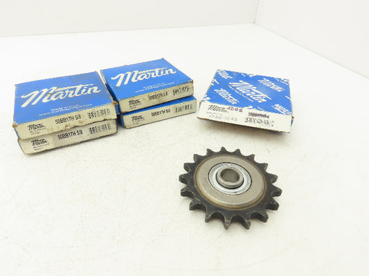 Martin 50BB17H 5/8 #50 Idler Roller Chain Sprocket Bearing 5/8" ID 17T Lot of 5