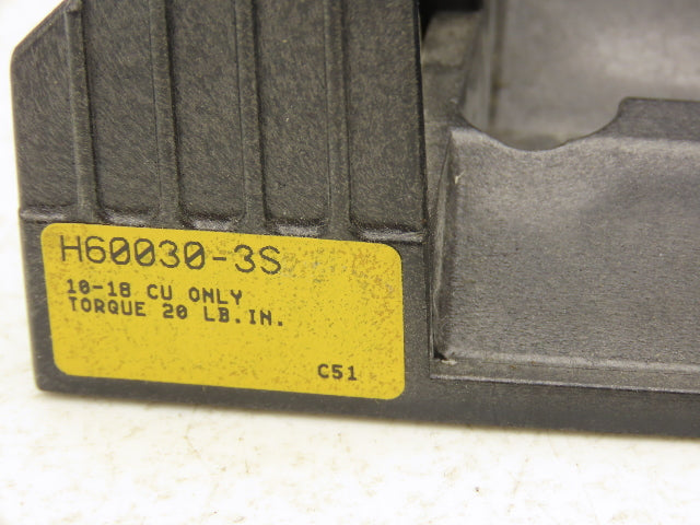 Buss Bussman H60030-3S Class H Fuse Block Holder 3-Pole 30 Amp 600V Lot of 21