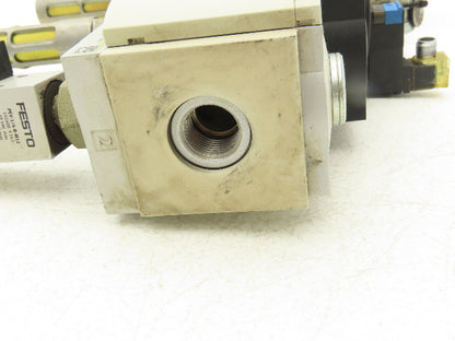 Festo Pneumatic Filter/Regulator Assembly w/ Pressure Switch & Shutoff 1/2" NPT