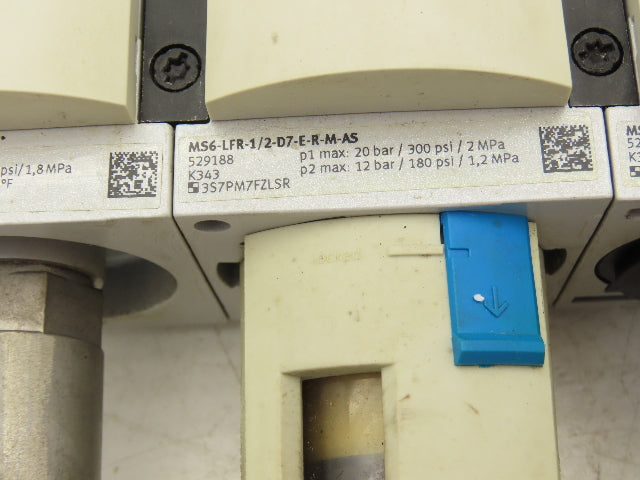 Festo Pneumatic Filter/Regulator Assembly w/ Pressure Switch & Shutoff 1/2" NPT