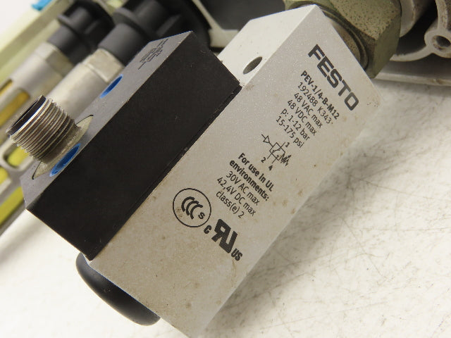 Festo Pneumatic Filter/Regulator Assembly w/ Pressure Switch & Shutoff 1/2" NPT