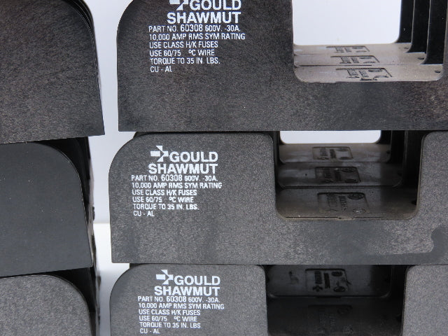 Gould 60308 Class H Fuse Block Holder 3-Pole 30 Amp 600V Lot of 9