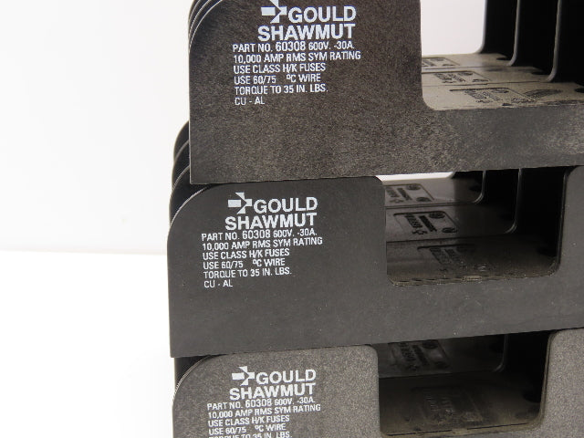 Gould 60308 Class H Fuse Block Holder 3-Pole 30 Amp 600V Lot of 9
