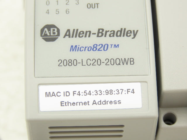 Allen Bradley 2080-LC20-20QWB Micro820 Ethernet PLC Controller 24VDC 2A Series B