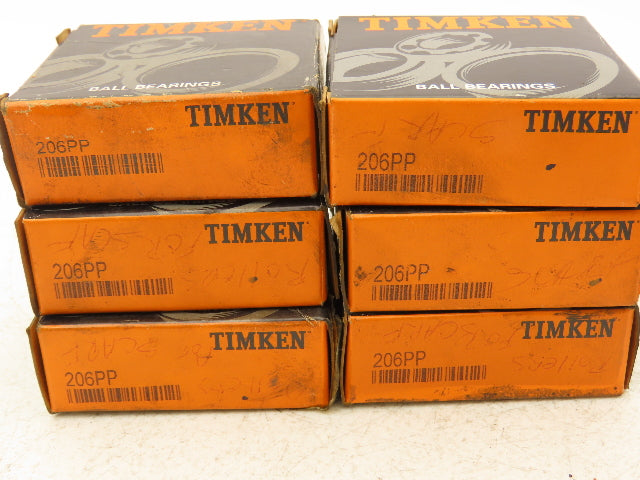 Timken 206PP Deep Groove Ball Bearing 30mm ID x 62mm OD x 16mm Width Lot of 7