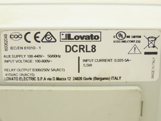 Lovato DCRL8 Power Factor Controller Module 8 Relay Type