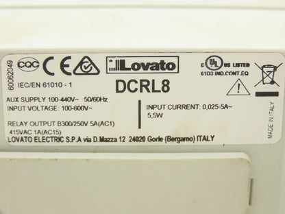 Lovato DCRL8 Power Factor Controller Module 8 Relay Type