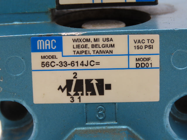 Mac Valves 56C-33-614JC Pneumatic Solenoid Valve 3/2-way  1/2"NPT 24VDC