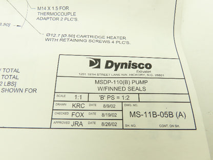 Dynisco MSDP-110 Extrusion Melt Gear Pump w/Heater Polymer Melt MS-11B-02D-110