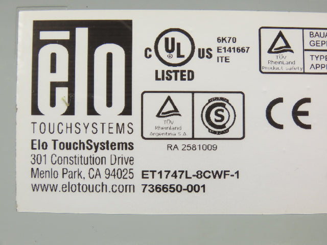 ELO Touchsystems ET1747L-8CWF-1 Touch Panel LCD Screen & Controller (No Glass)