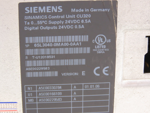 Siemens 6SL3040-0MA00-0AA1 Sinamics Control Unit CU320 24VDC Outputs