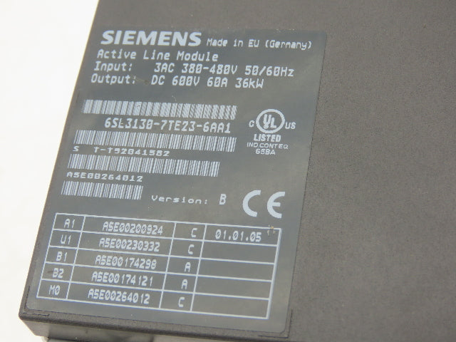 Siemens 6SL3130-7TE23-6AA1 Sinamics Servo Drive 3AC 600VDC 60A Active Interface