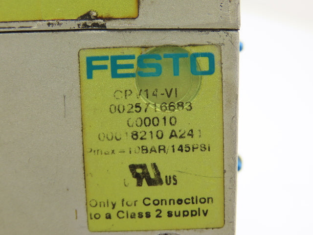 Festo CPV14-VI 8-Station Valve Manifold 24VDC 161362 w/Interface CPV14-GE-DI02-8