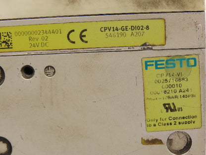 Festo CPV14-VI 8-Station Valve Manifold 24VDC 161362 w/Interface CPV14-GE-DI02-8