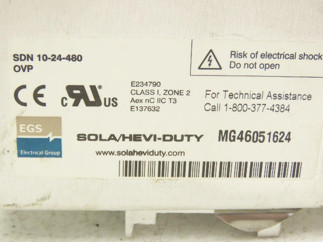 Emerson Sola SDN 10-24-480 PLC Power Supply 24VDC 10A 480V 3PH Lot of 2