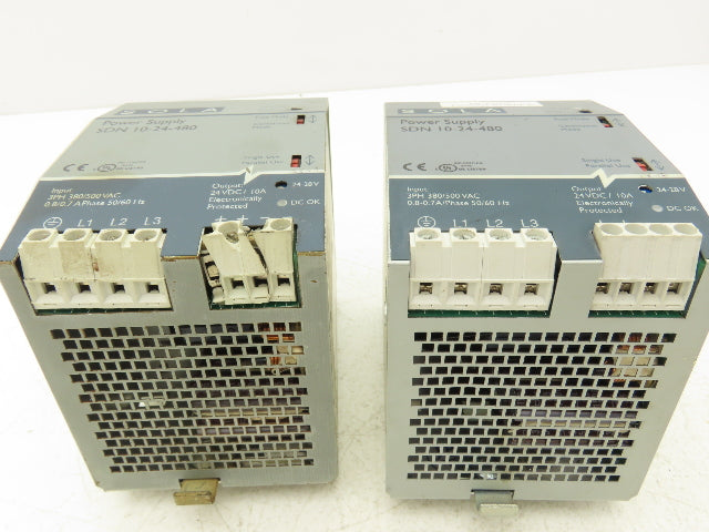 Emerson Sola SDN 10-24-480 PLC Power Supply 24VDC 10A 480V 3PH Lot of 2