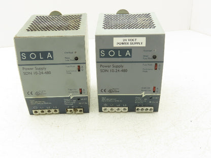 Emerson Sola SDN 10-24-480 PLC Power Supply 24VDC 10A 480V 3PH Lot of 2