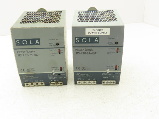 Emerson Sola SDN 10-24-480 PLC Power Supply 24VDC 10A 480V 3PH Lot of 2