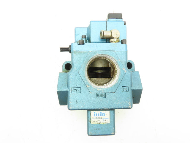 Illig 9109837 3 Way Pneumatic Air Valve 24V AC/DC Pilot  Vac - 145psi 1-1/2" NPT