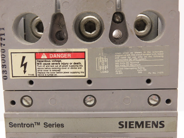 Siemens Sentron FXD63B150 Circuit Breaker 150A 3-Pole 600V Molded Case
