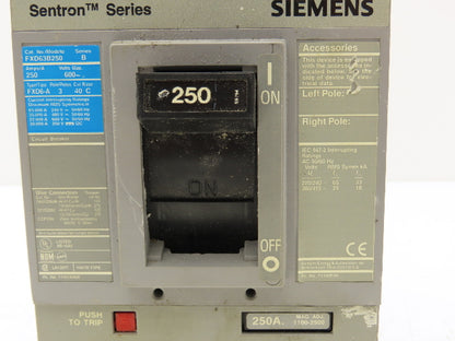 Siemens Sentron FXD63B250 Circuit Breaker 250A 3-Pole 600V Molded Case