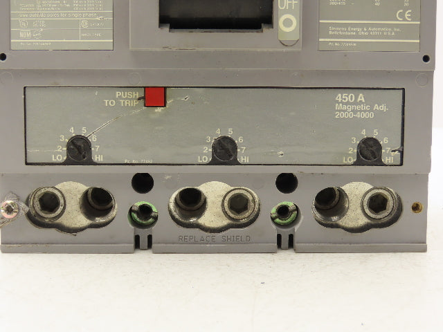 Siemens Sentron LXD63B450 Circuit Breaker 450A 3-Pole 600V 3PH Molded Case